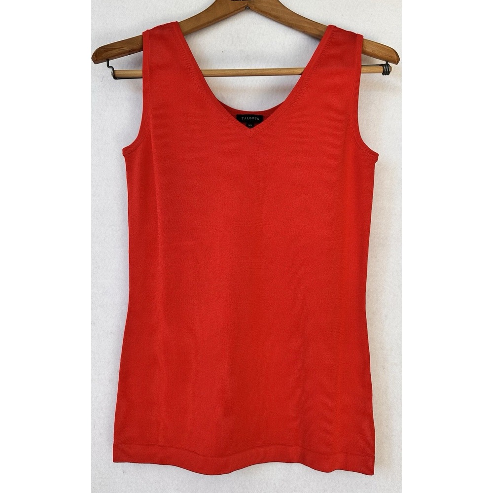 Talbots Tank Top Sleeveless V-Neck Knit Women XS Red Excellent